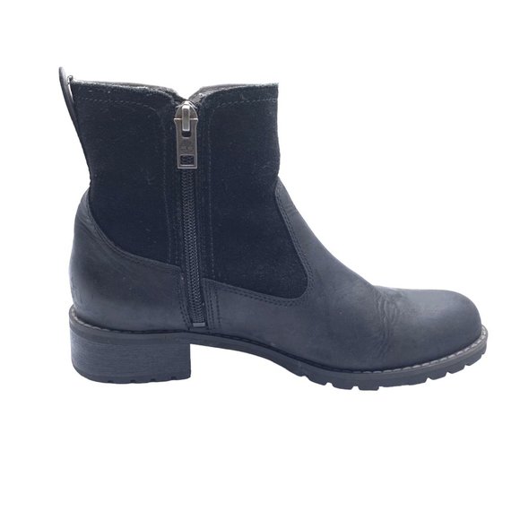 Timberland Bethel Biker Winter Boots Black Suede Zip Size 6.5 37.5 Chunky Lug - Picture 4 of 9